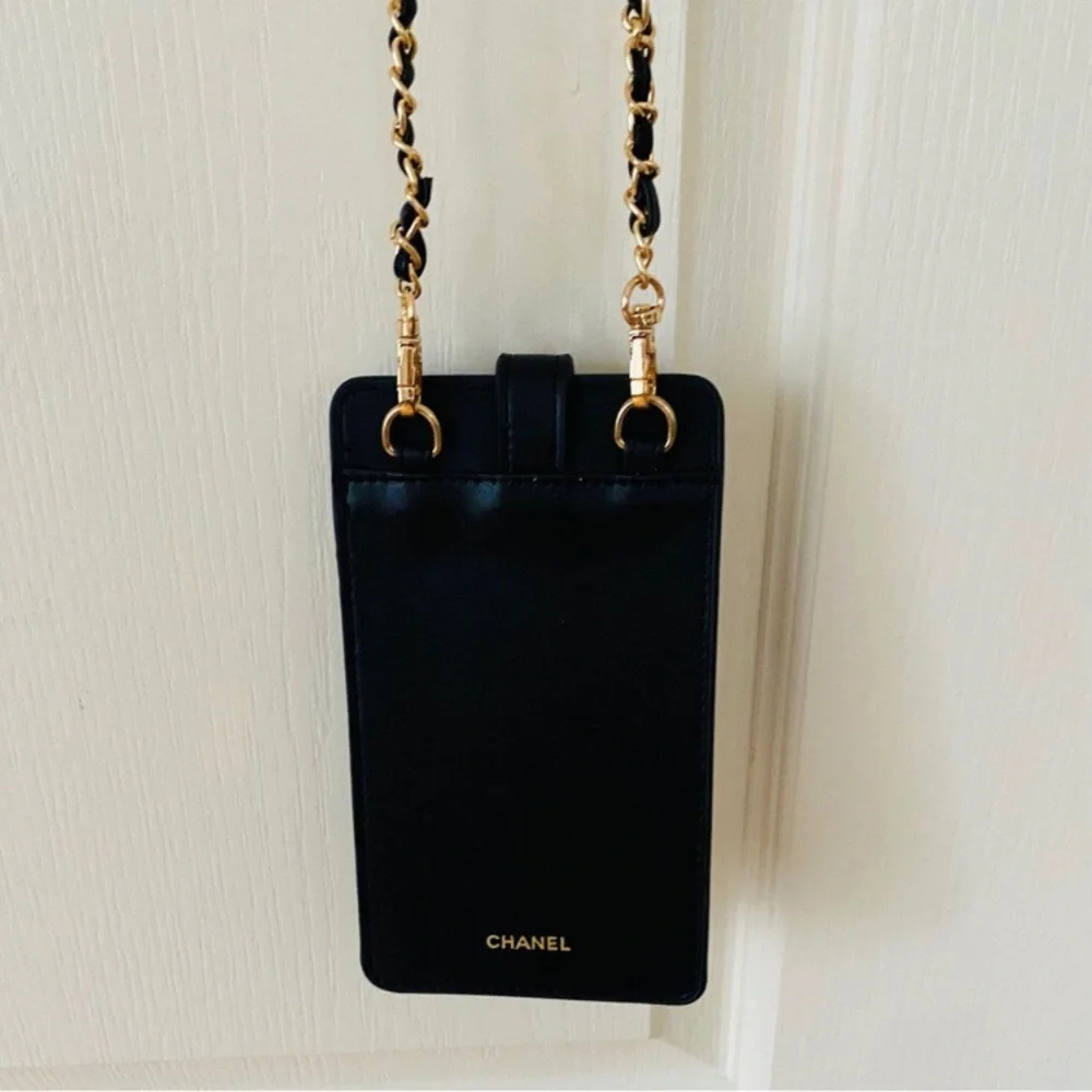 Brand New Chanel Coco Crush Black Quilted Faux Leather Phone Card Crossbody Bag